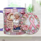 I'm A Warrior - Personalized Breast Cancer Awareness Accent Mug & Coaster