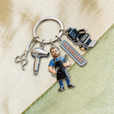 Hairdresser, Barber Custom Any Photo - Personalized Hairdresser Premium Keychain With Charms