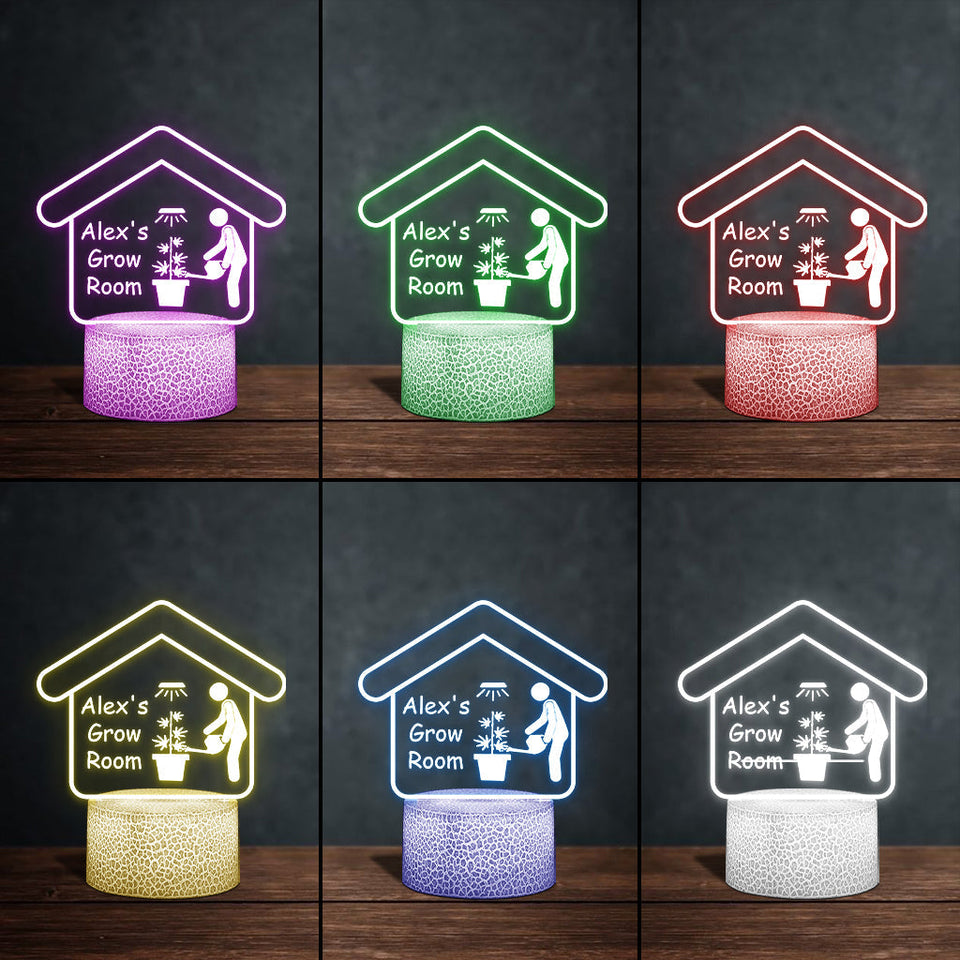 Grow Room - Personalized Weed Shaped Plaque Light Base