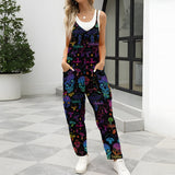 Mushroom & Skull - Personalized Hippie Loose-Fit Overalls/ Rompers