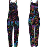 Mushroom & Skull - Personalized Hippie Loose-Fit Overalls/ Rompers