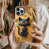 Cute Black Cat - Personalized Black Cat Full Print Phone Case
