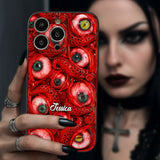 Horror Bloody Eyes - Personalized Halloween Leather Phone Case