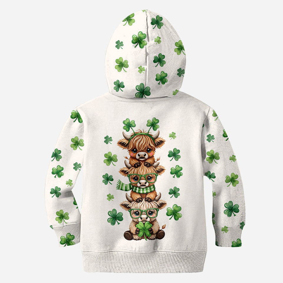 St. Patrick's Day Highland Cow - Personalized Highland Cow Hoodie and Leggings