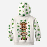 St. Patrick's Day Highland Cow - Personalized Highland Cow Hoodie and Leggings