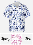 Flamingo Tropical Toile de Jouy Pattern - Personalized Flamingo Hawaiian Shirt