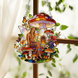 Mushroom Hippie Style - Personalized Hippie Window Hanging Suncatcher Ornament