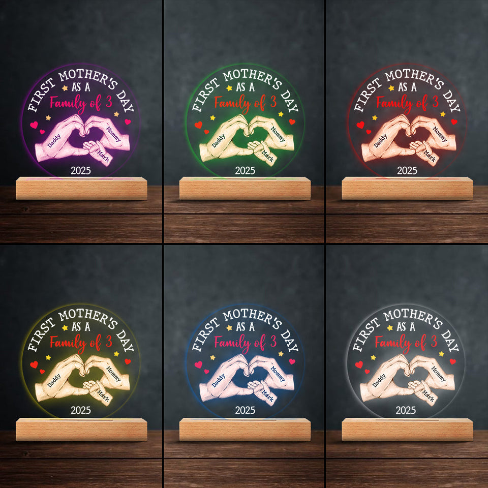 First Mother's Day As A - Personalized Mother Shaped Plaque Light Base