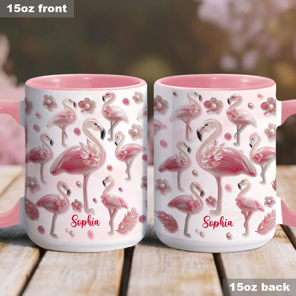 Crystal Pink Flamingo - Personalized Flamingo Accent Mug