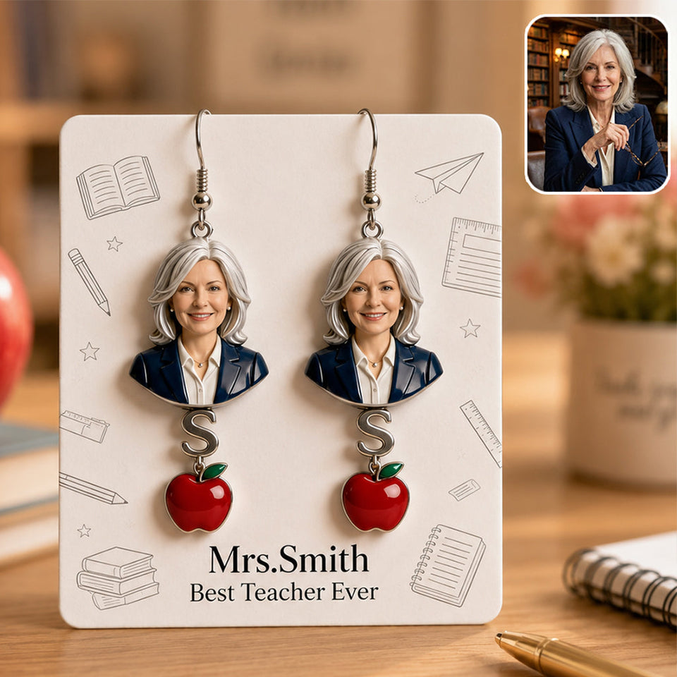 Best Teacher Ever - Personalized Teacher Earrings With Card