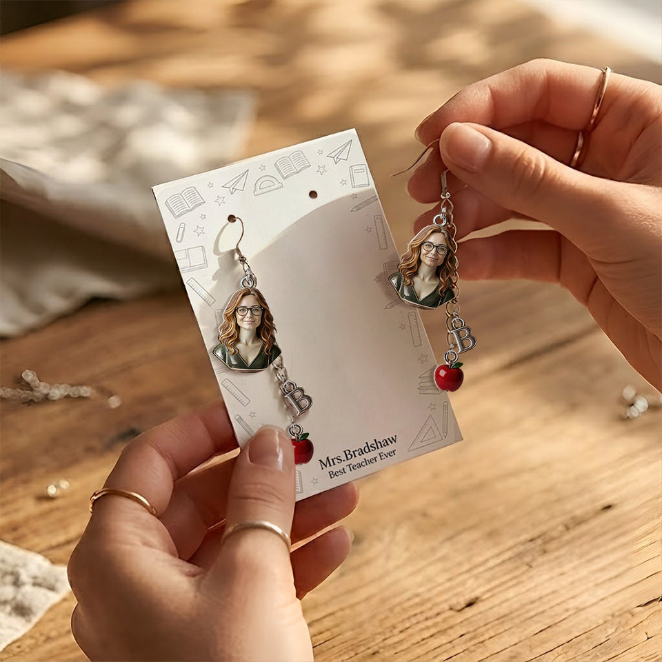 Best Teacher Ever - Personalized Teacher Earrings With Card