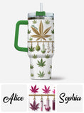 Green Magic Leaf - Personalized Weed Tumbler With Handle