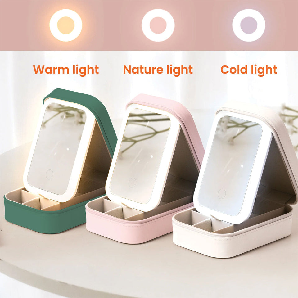 First Mom Now Grandma - Personalized Grandma Jewelry Box With LED Mirror