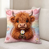 Love Highland Cows - Personalized Highland Cow Premium Faux Fur Pillow