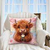 Love Highland Cows - Personalized Highland Cow Premium Faux Fur Pillow