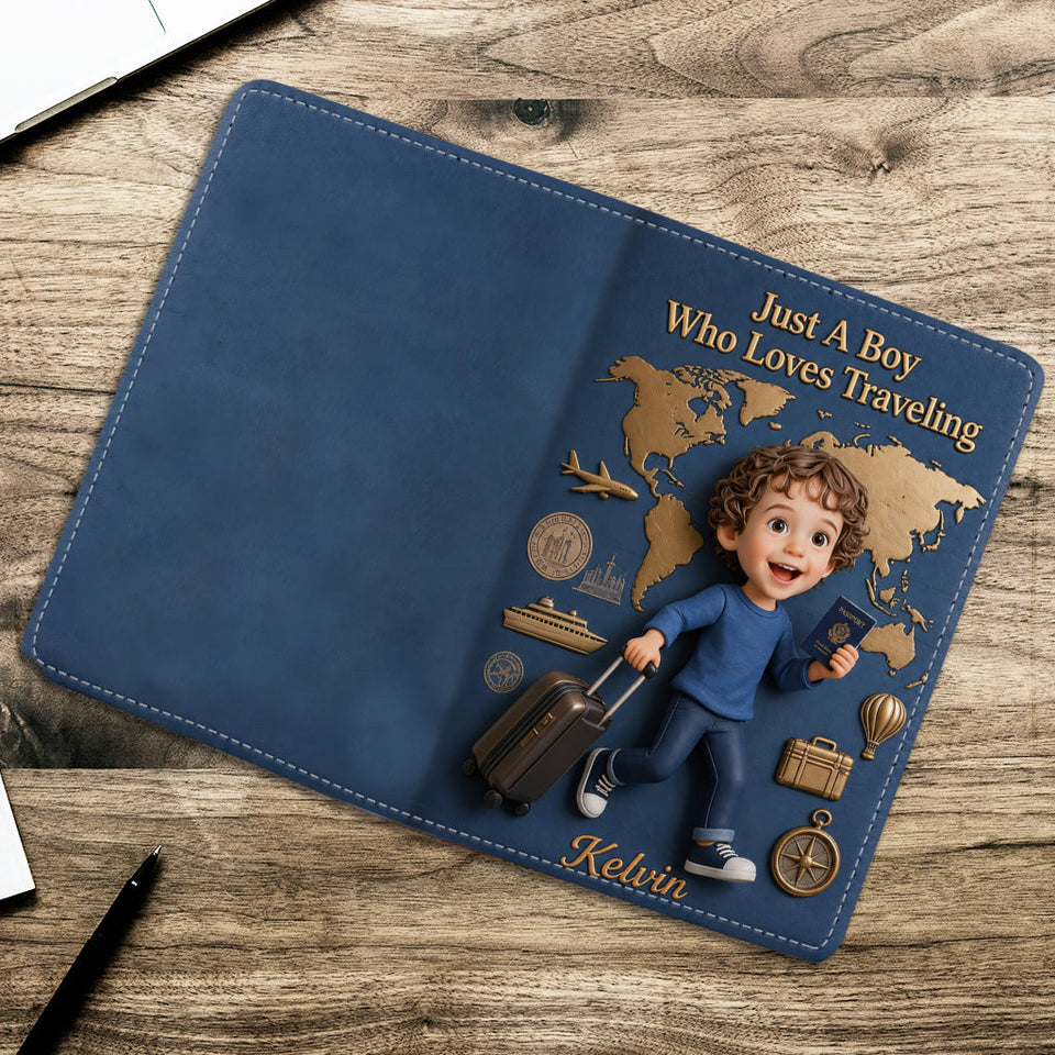 Just A Girl Boy Who Loves Traveling - Personalized Travelling Passport Holder & Luggage Tag Set
