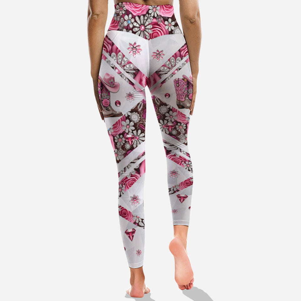 Cowgirl Boots - Personalized Cowgirl Hollow Tank Top and Leggings