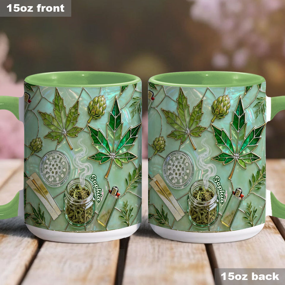 Green Magic Leaf - Personalized Weed Accent Mug & Coaster