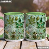 Green Magic Leaf - Personalized Weed Accent Mug & Coaster