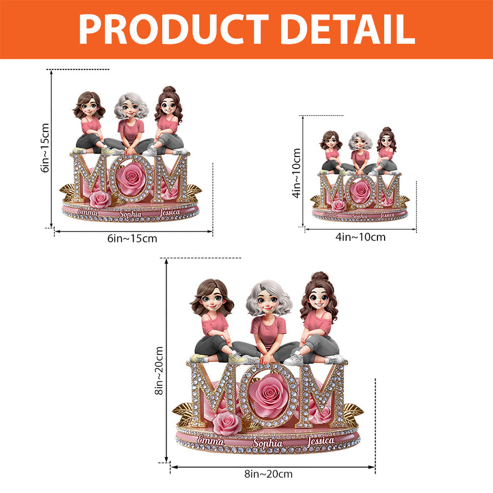 Pink Floral Mom - Personalized Mother Custom Shaped Acrylic Plaque