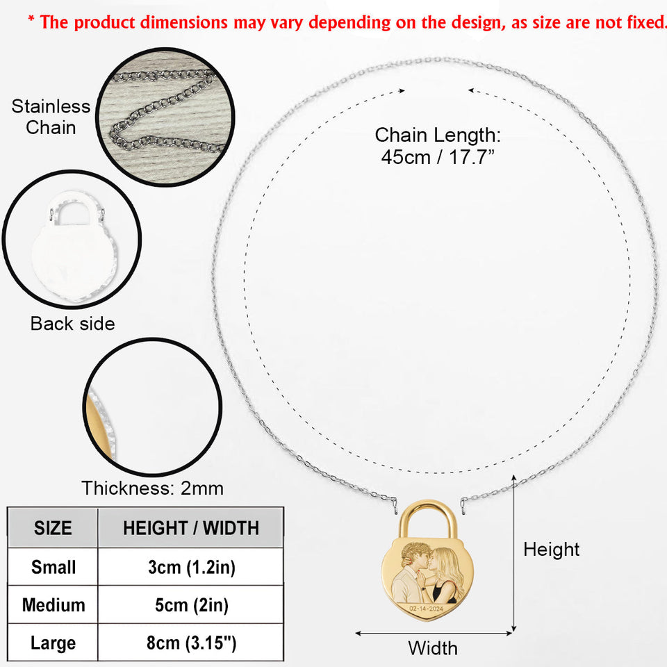 Love locks - Personalized Couple Shaped Metal Pendant Necklace