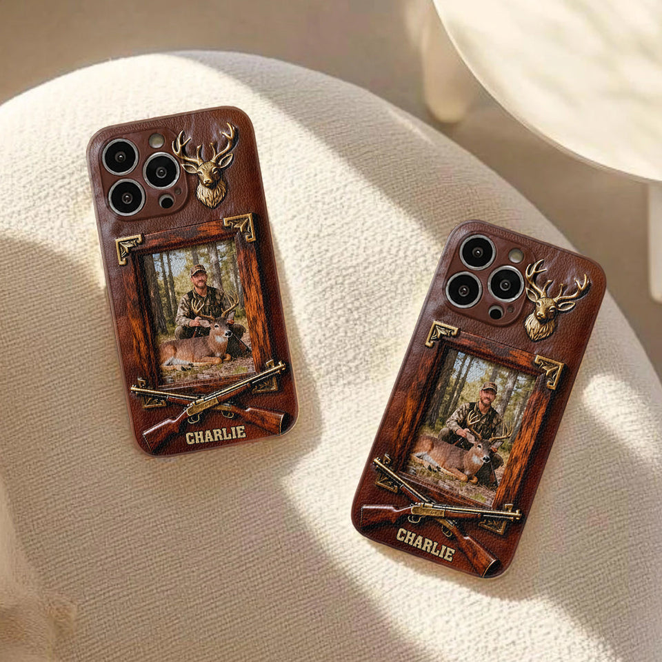 Hunting Achievement - Personalized Hunting Leather Phone Case