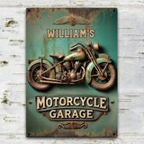 Motorcycle Garage - Personalized Biker Rectangle Metal Sign