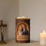 Custom Any Photo Couple Gift - Personalized Couple Custom Shape Wooden Candle Holder