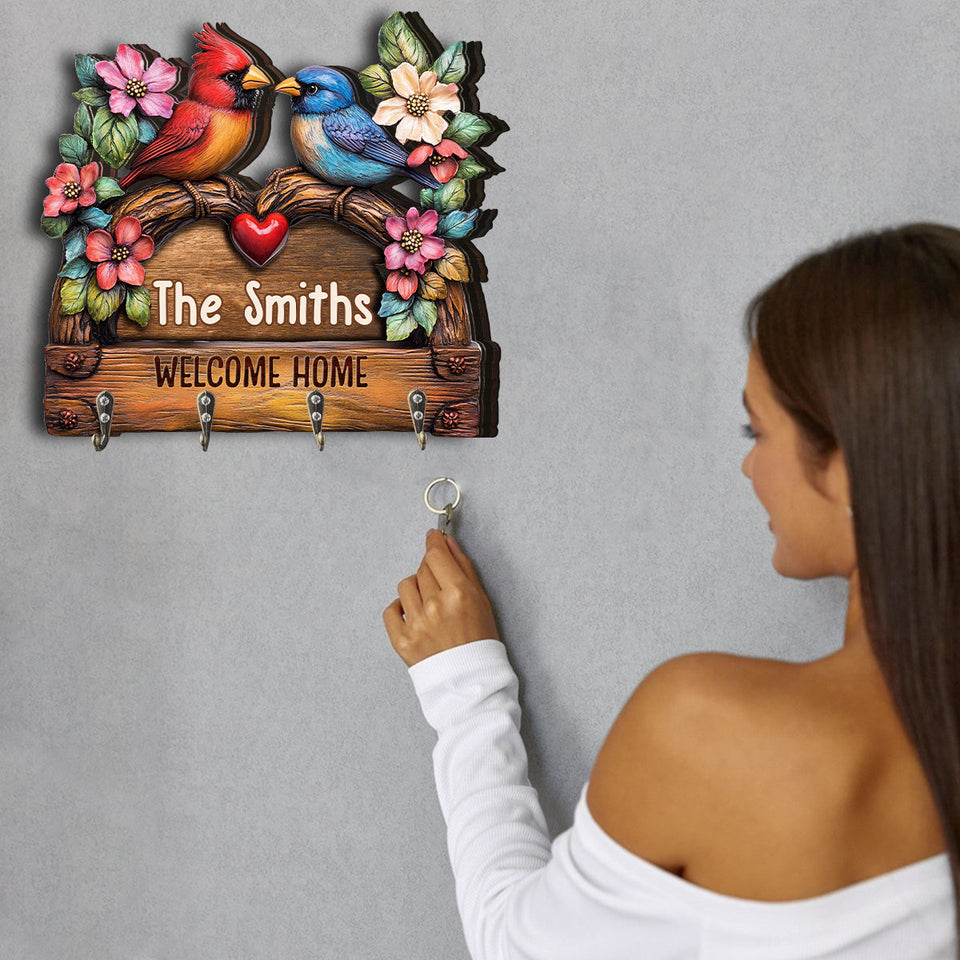 Welcome Home - Personalized Family Custom Shaped Key Rack
