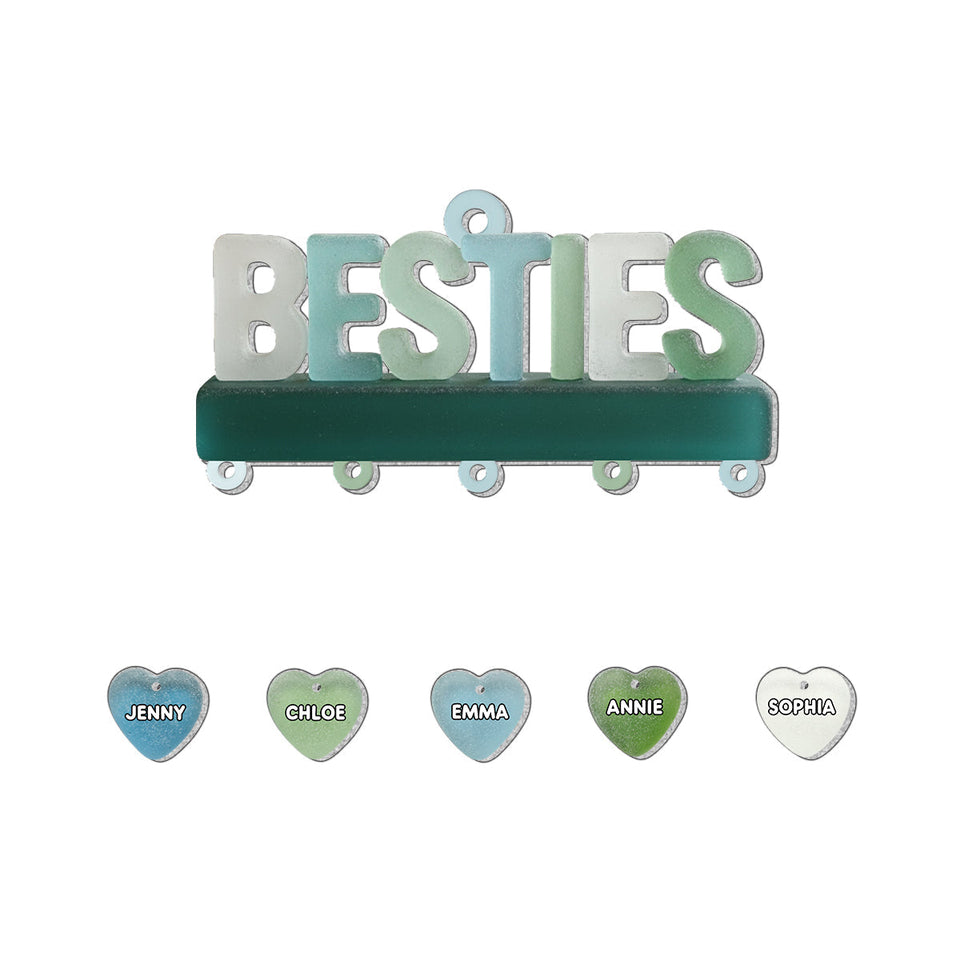 Besties Are Tied Together With Heartstrings - Personalized Bestie Ornament With Charm