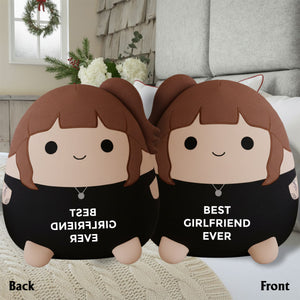 Custom Photo Squishmallow Couple Gift Best Boyfriend Girlfriend Ever - Personalized Couple Faux Fur Shaped Pillow