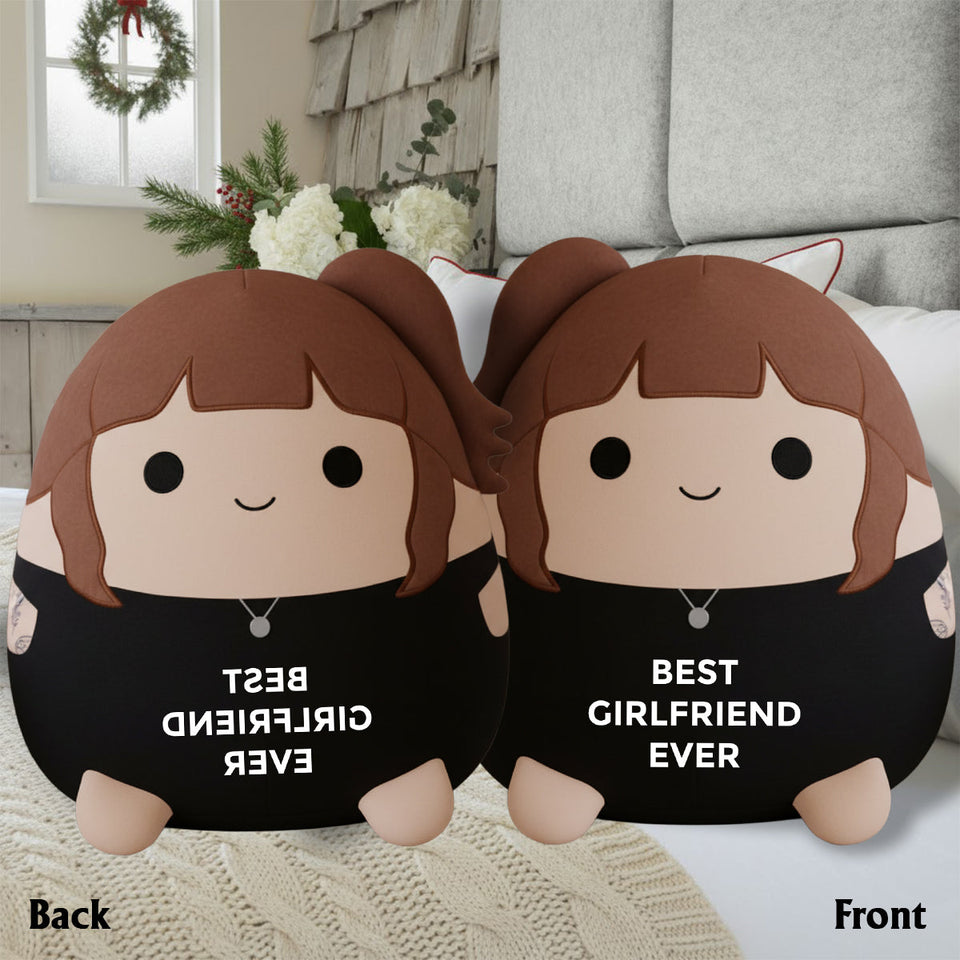 Custom Photo Squishmallow Couple Gift Best Boyfriend Girlfriend Ever - Personalized Couple Faux Fur Shaped Pillow
