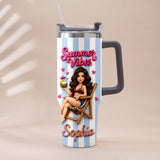 Beach Lovin' Girl - Personalized Sea Lover Tumbler With Plush Charm