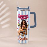 Beach Lovin' Girl - Personalized Sea Lover Tumbler With Plush Charm