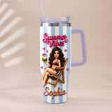 Beach Lovin' Girl - Personalized Sea Lover Tumbler With Plush Charm