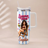 Beach Lovin' Girl - Personalized Sea Lover Tumbler With Plush Charm
