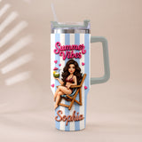 Beach Lovin' Girl - Personalized Sea Lover Tumbler With Plush Charm