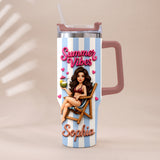 Beach Lovin' Girl - Personalized Sea Lover Tumbler With Plush Charm