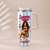 Beach Lovin' Girl - Personalized Sea Lover Tumbler With Plush Charm