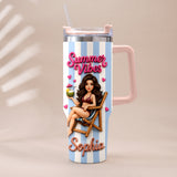 Beach Lovin' Girl - Personalized Sea Lover Tumbler With Plush Charm