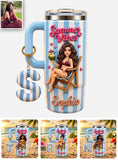 Beach Lovin' Girl - Personalized Sea Lover Tumbler With Plush Charm