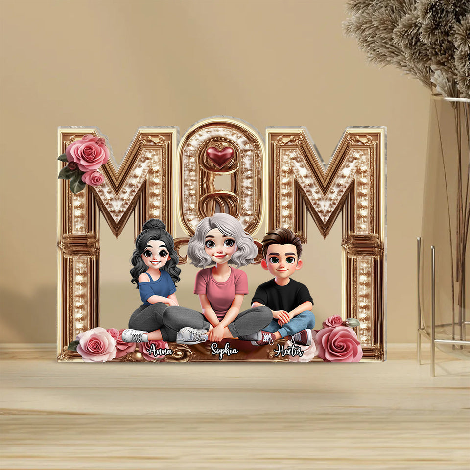 Mom I Love You - Personalized Mother Custom Shaped Acrylic Plaque
