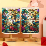 Stunning Hummingbird - Personalized Tableside Lamp With Wood Base
