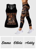 Boots On The Ground - Personalized Cowgirl Hollow Tank Top and Leggings