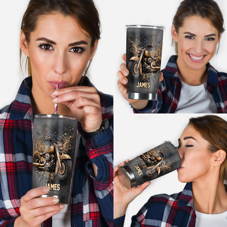 Strong Metal Motorcycle - Personalized Biker Tumbler