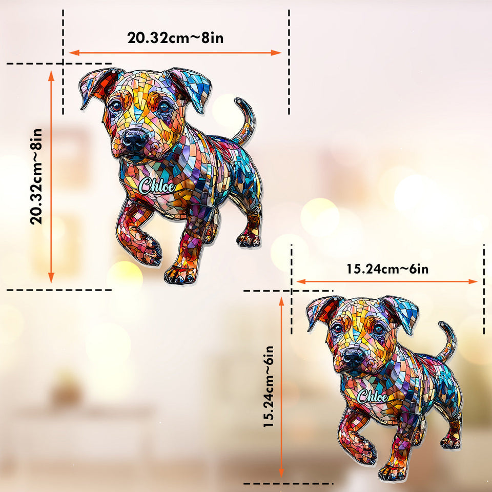 Love Pitbulls - Personalized Pitbull Window Hanging Suncatcher Ornament
