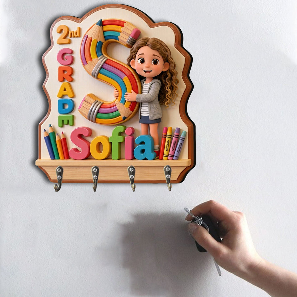 Back To School - Personalized Kid Custom Shaped Hanging Rack
