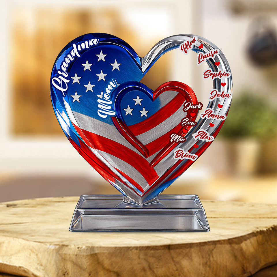 Proud Grandma Mom - Personalized Grandma Custom Shaped Acrylic Plaque