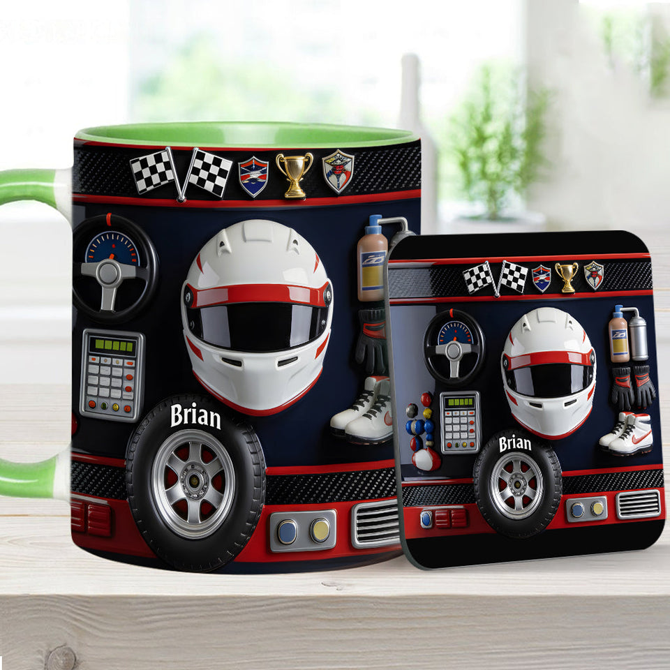 Born to Race - Personalized Racing Accent Mug & Coaster