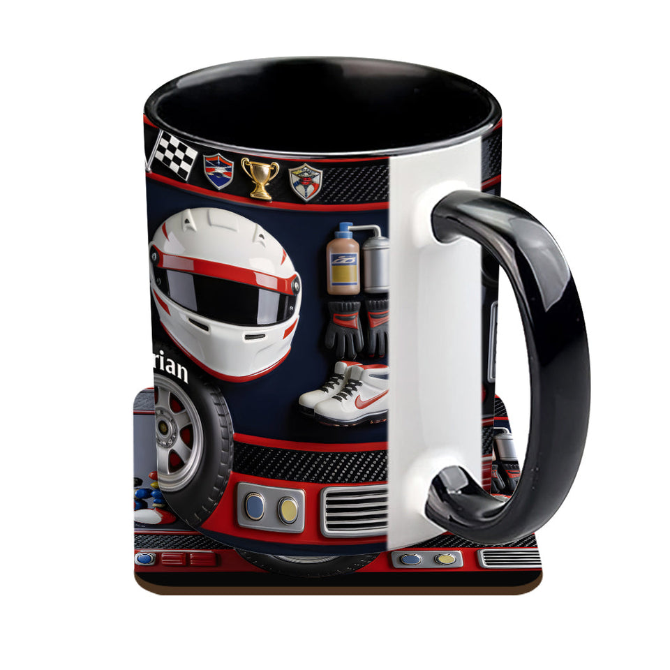 Born to Race - Personalized Racing Accent Mug & Coaster
